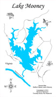 Lake Mooney, Virginia - Laser Cut Wood Map