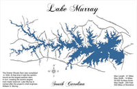 Lake Murray, South Carolina - Laser Cut Wood Map