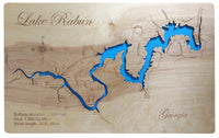 Lake Rabun, Georgia - Laser Cut Wood Map