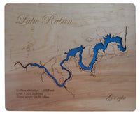 Lake Rabun, Georgia - Laser Cut Wood Map