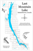 Last Mountain Lake, Saskatchewan  - Laser Cut Wood Map