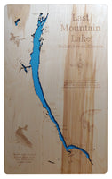 Last Mountain Lake, Saskatchewan  - Laser Cut Wood Map