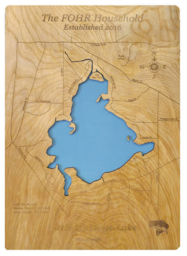 Little Muskego Lake, Wisconsin - Laser Cut Wood Map