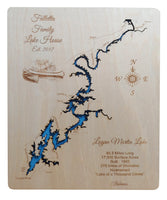 Logan Martin Lake, Alabama  - Laser Cut Wood Map