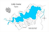 Lake Louisa, Virginia - Laser Cut Wood Map