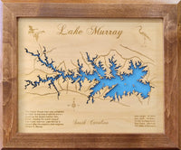 Lake Murray, South Carolina - Laser Cut Wood Map