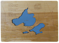 Lakes Mendota, Monona and Wingra, Wisconsin - Laser Cut Wood Map