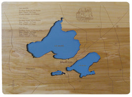 Lakes Mendota, Monona and Wingra, Wisconsin - Laser Cut Wood Map