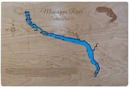 Mississippi River Pool 11 - Laser Cut Wood Map