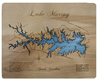 Lake Murray, South Carolina - Laser Cut Wood Map