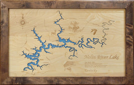 Nolin River Lake, KY - Laser Cut Wood Map
