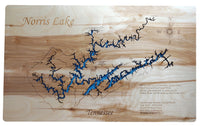 Norris Lake, TN - Laser Cut Wood Map