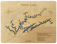 Norris Lake, TN - Laser Cut Wood Map