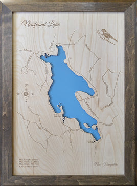 Newfound Lake, New Hampshire - Laser Cut Wood Map