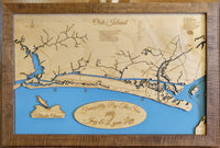 Oak Island, North Carolina - laser cut wood map