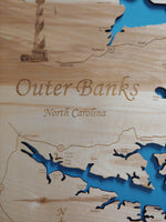 Outer Banks, North Carolina - Horizontal - laser cut wood map