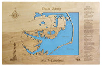 Outer Banks, North Carolina - Horizontal - laser cut wood map