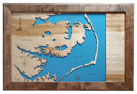 Outer Banks, North Carolina - Horizontal - laser cut wood map