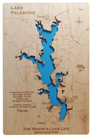 Lake Palestine, Texas - Laser Cut Wood Map