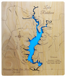 Lake Redstone, Wisconsin - Laser Cut Wood Map