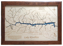 Lake Rhodhiss, North Carolina- Laser Cut Wood Map
