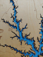 Lake Russell, Georgia - Laser Cut Wood Map