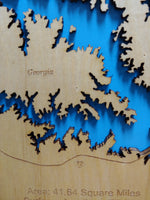 Lake Russell, Georgia - Laser Cut Wood Map