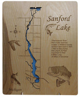 Sanford Lake, Michigan - laser cut wood map