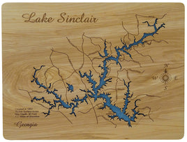 Lake Sinclair, Georgia  - Laser Cut Wood Map