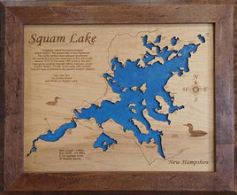 Squam Lake, New Hampshire - laser cut wood map