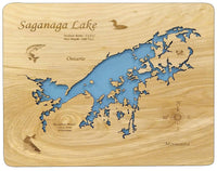 Saganaga Lake, Minnesota / Ontario - laser cut wood map