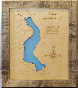 Lake Sammamish, Washington - Laser Cut Wood Map