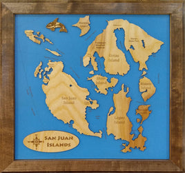San Juan Islands - Coastal Map - laser cut wood map