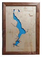 Lake Winnisquam, New Hampshire - laser cut wood map