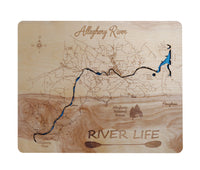 Allegheny River, PA and NY - Laser Cut Wood Map