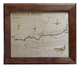 Blackfoot River, MT - Laser Cut Wood Map