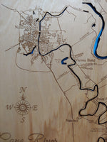 Cane River, Louisiana - Laser Cut Wood Map