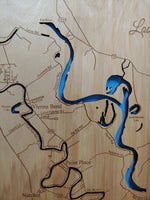 Cane River, Louisiana - Laser Cut Wood Map