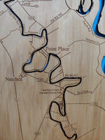 Cane River, Louisiana - Laser Cut Wood Map