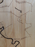 Cane River, Louisiana - Laser Cut Wood Map
