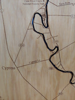 Cane River, Louisiana - Laser Cut Wood Map