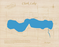 Clark Lake, Michigan - Laser Cut Wood Map