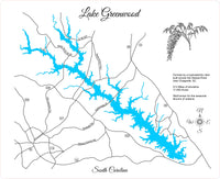 Lake Greenwood, South Carolina - Laser Cut Wood Map