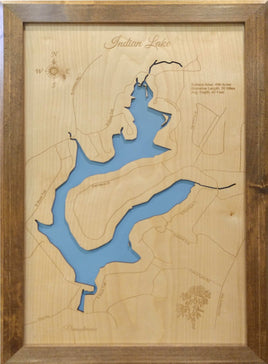 Indian Lake, Pennsylvania - Laser Cut Wood Map