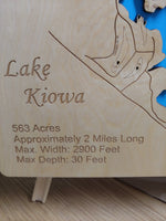 Lake Kiowa, Texas - Laser Cut Wood Map