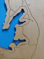 Lake Kiowa, Texas - Laser Cut Wood Map