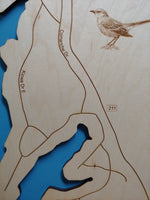 Lake Kiowa, Texas - Laser Cut Wood Map