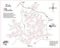 Lake Martin, Alabama - Laser Cut Wood Map