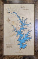 Lake Norman, North Carolina - Laser Cut Wood Map