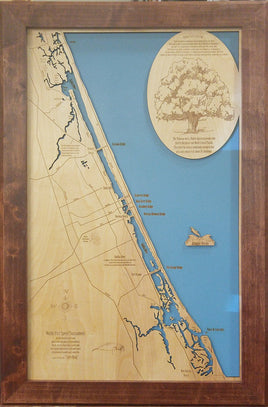 Ormond Beach and Daytona Beach, Florida - laser cut wood map